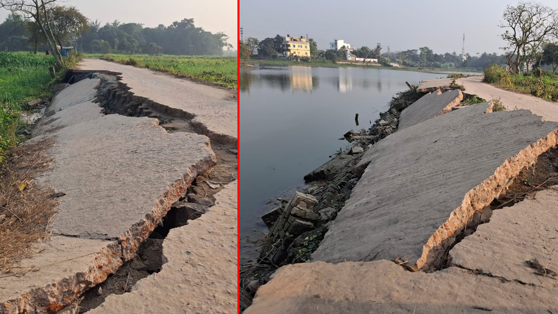 রূপগঞ্জের মুশরী-তেলিপাড়া-টানমুশরী সড়ক ধসে চলাচলের অনুপযোগী